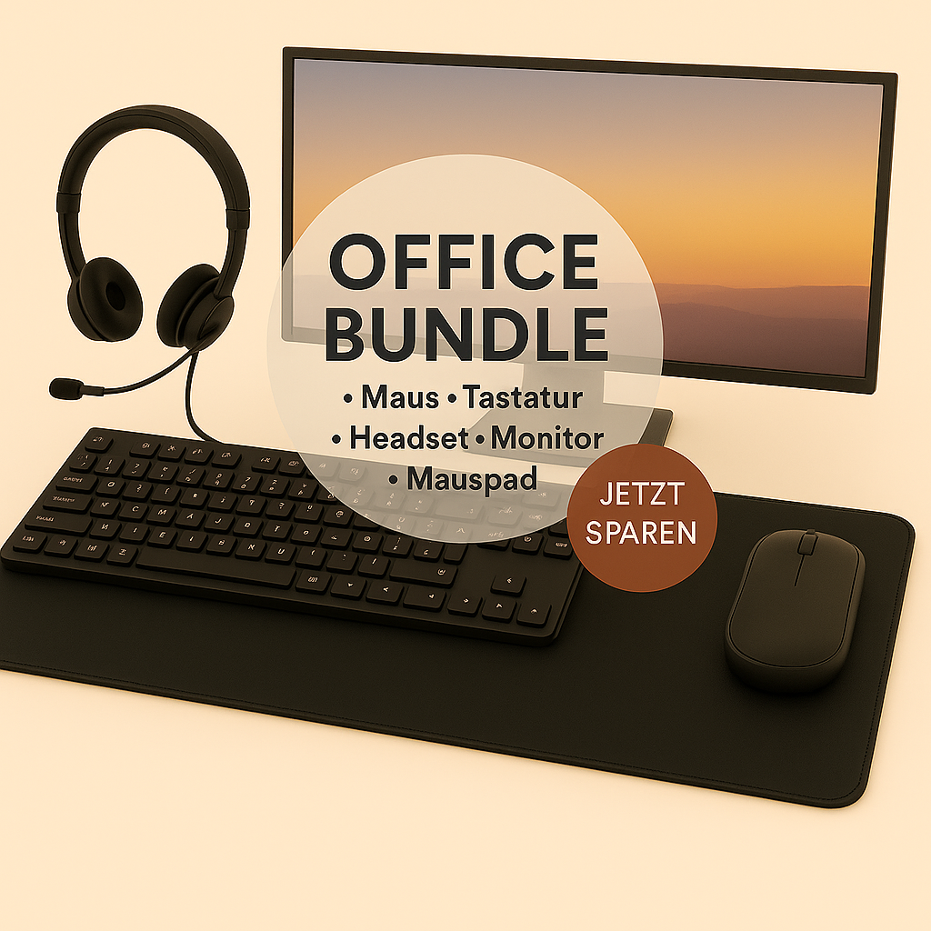 Office Bundle - Maus, Tastatur, Monitor, Mauspad & Headset